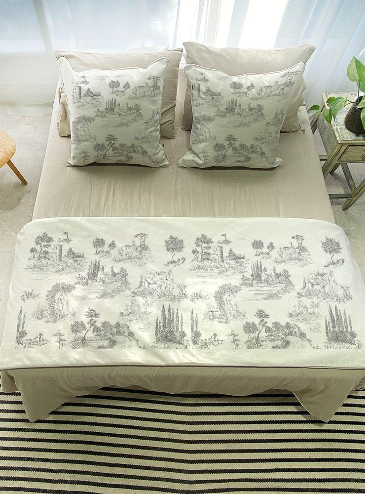 Piecera + 2 cojines Toile de Jouy - 70x200-0