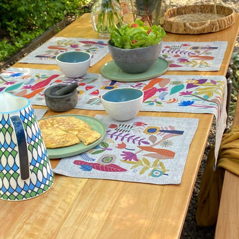 Set  de Individuales, Gris Claro, Petalos-2