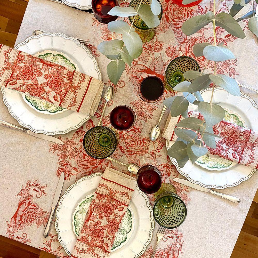 Mantel Toile Rojo - 200 cm. diametro - Lino Poliester (6 - 8  puestos)-5