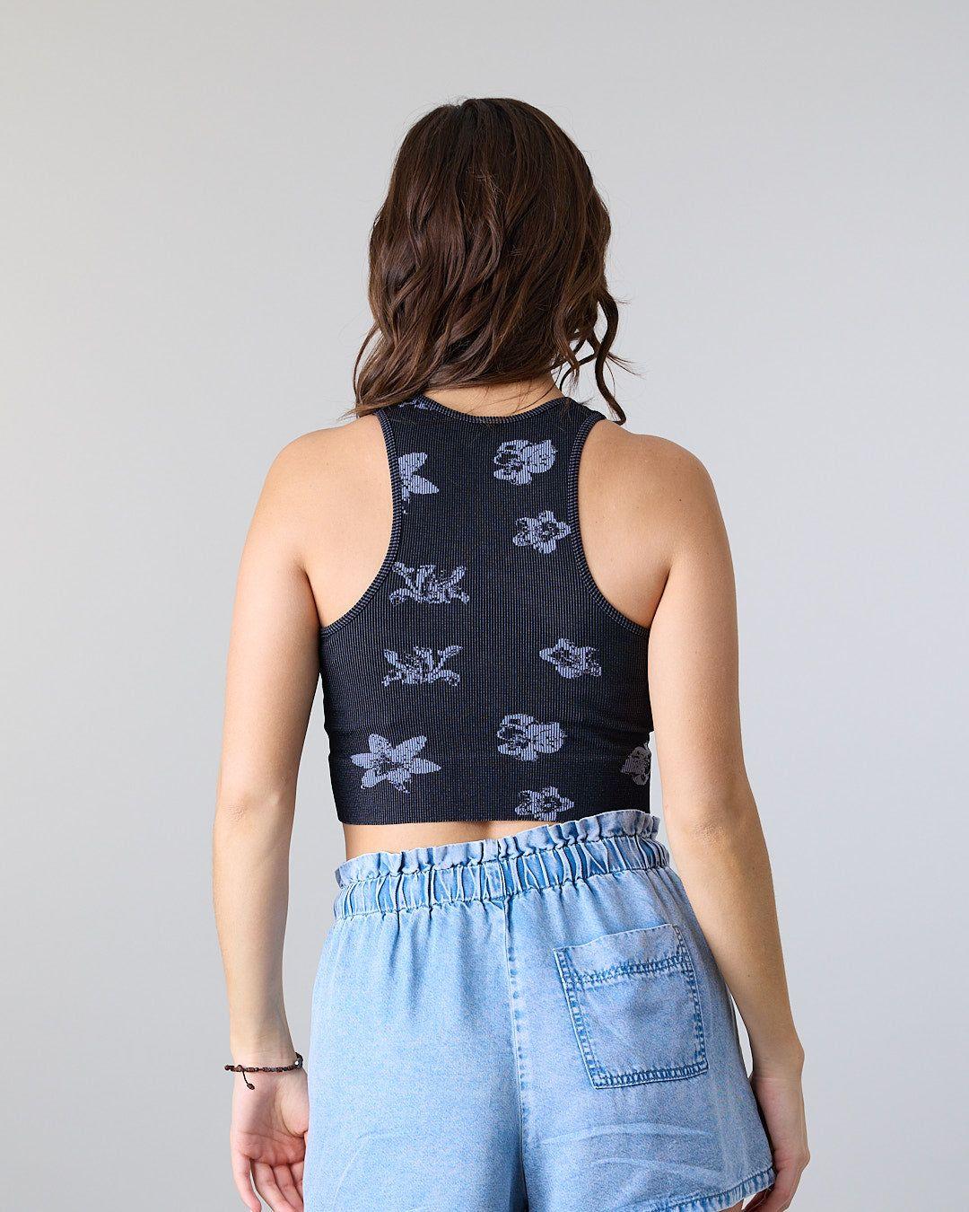 Polera Top Halter Mujer tejido print Flor Polemic-2