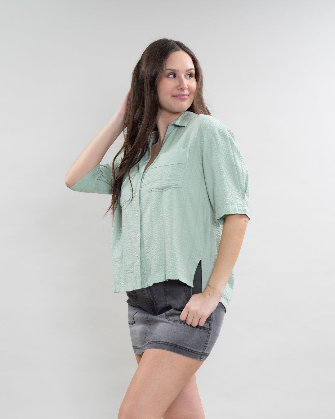 Blusa Mujer cuello camisero Verde Polemic-3