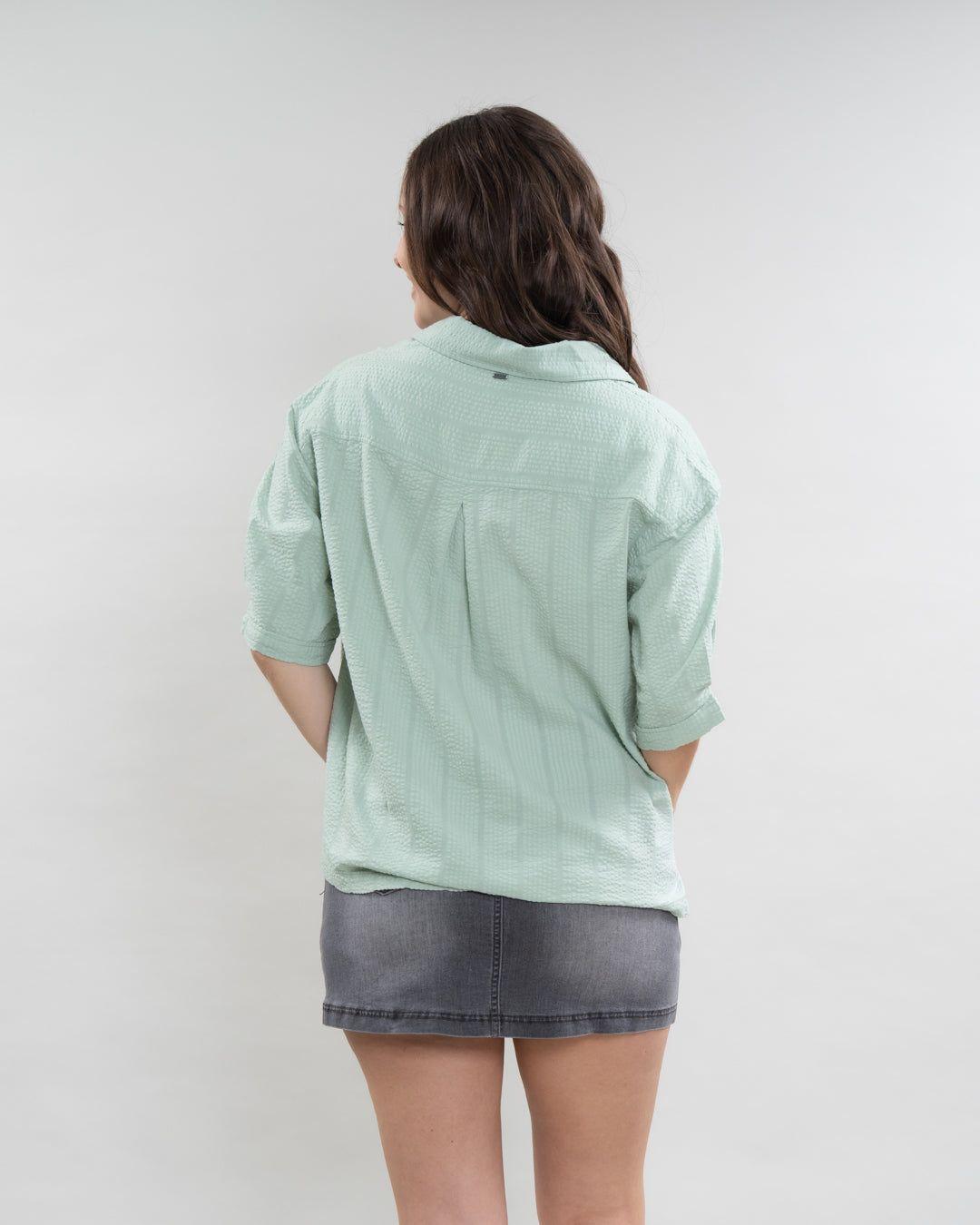 Blusa Mujer cuello camisero Verde Polemic-4