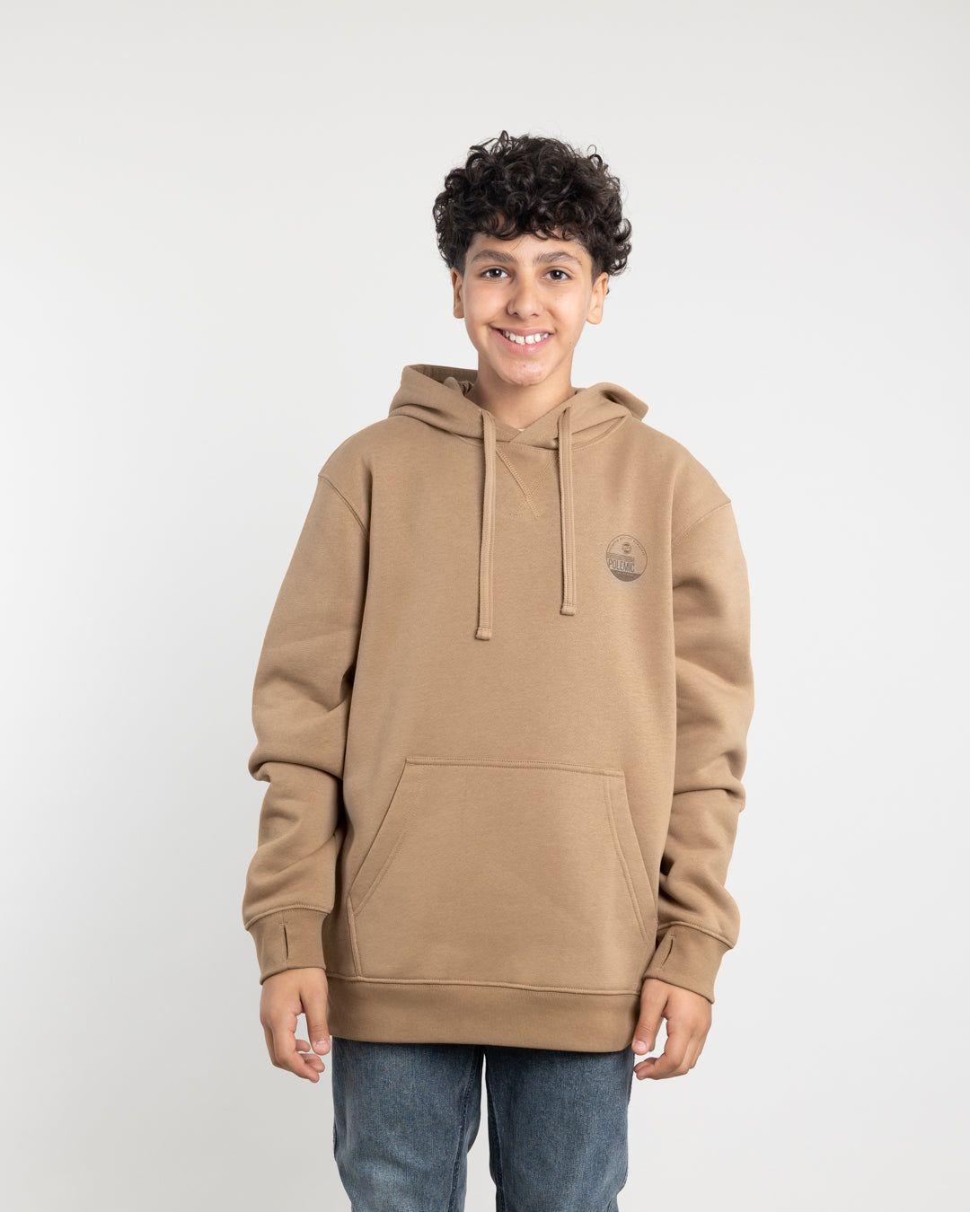 Poleron tipo canguro sin cierre Invierno Ocre niño POLEMIC-1
