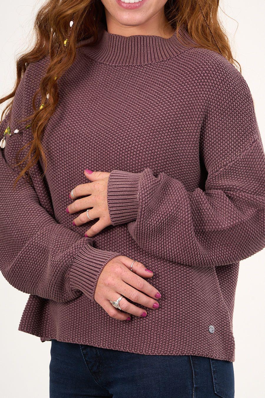 Sweater mujer algodon con proceso Ciruela Polemic-3