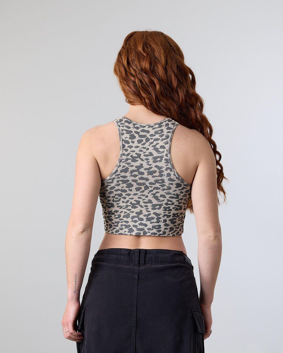 Polera Top Halter Mujer tejido leopardo Polemic-2