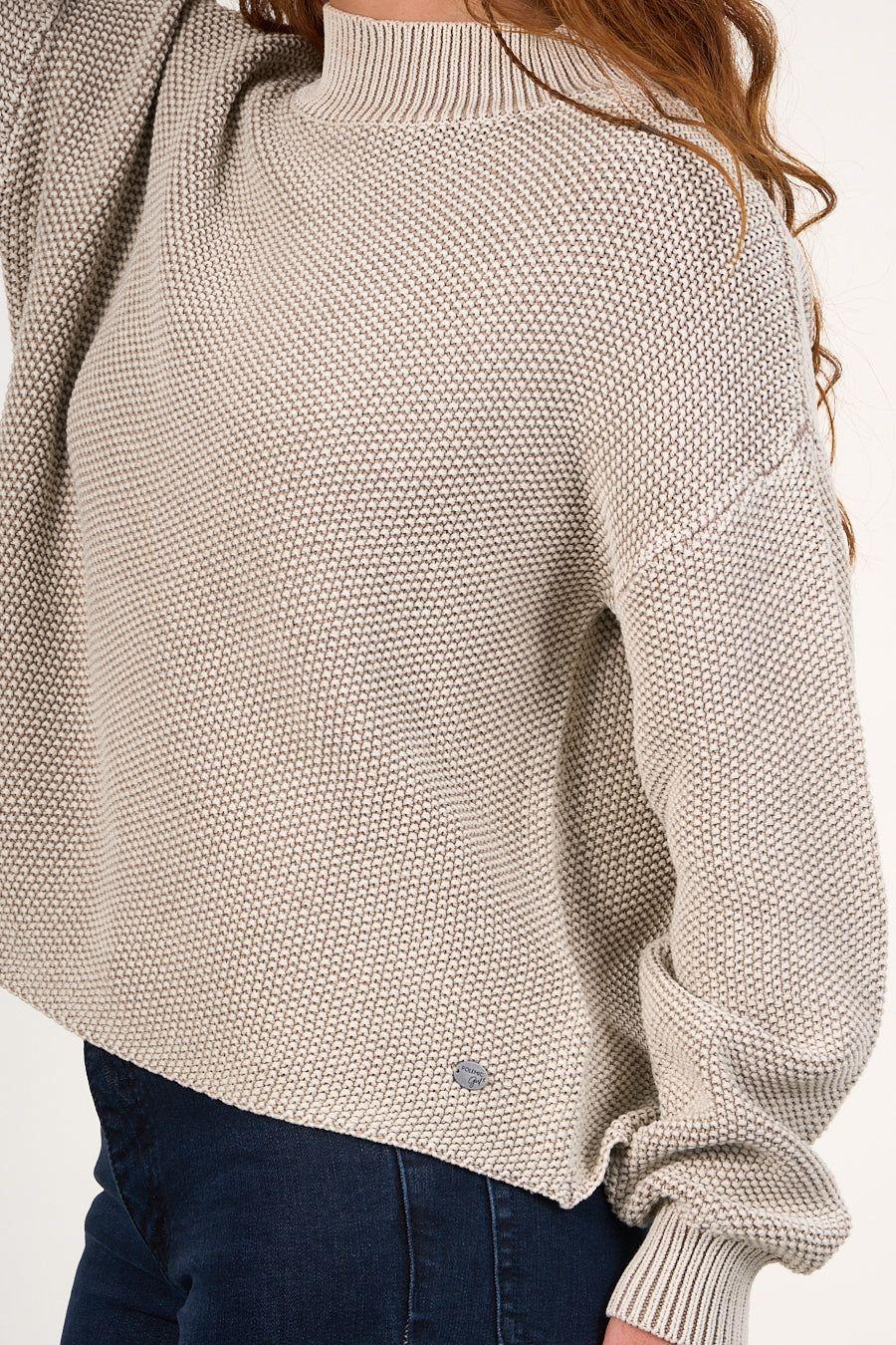 Sweater mujer algodon con proceso beige Polemic-3