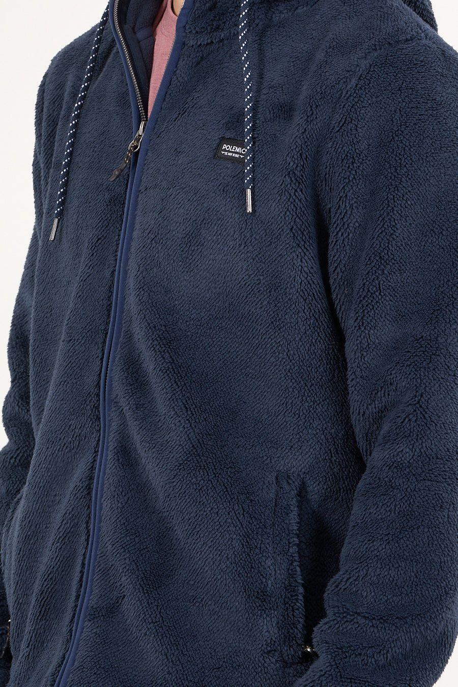 Poleron Bonded Shaggy con gorro Azul wi8301 Polemic-2