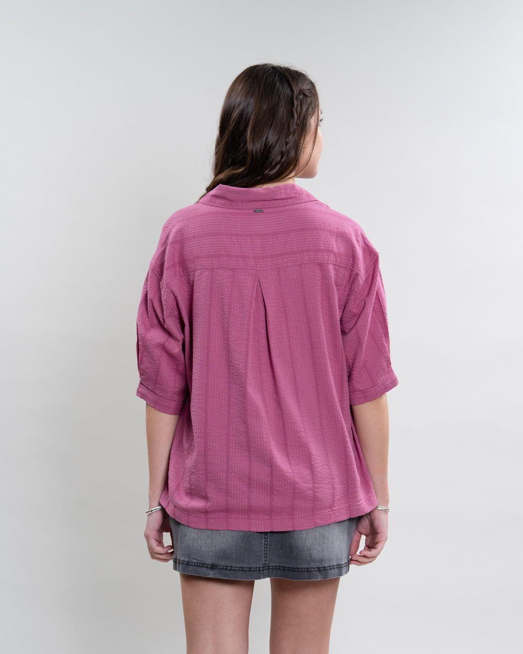 Blusa Mujer cuello camisero Borgoña Polemic-3