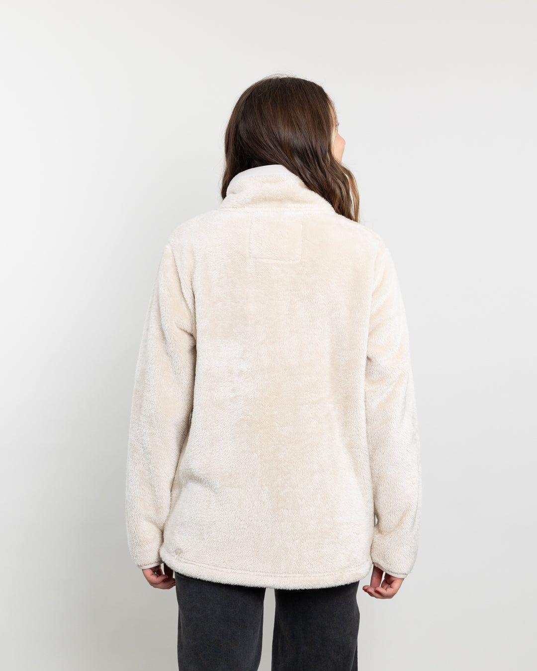 Poleron mujer Polar shaggy bonded Crudo Crema Polemic-3