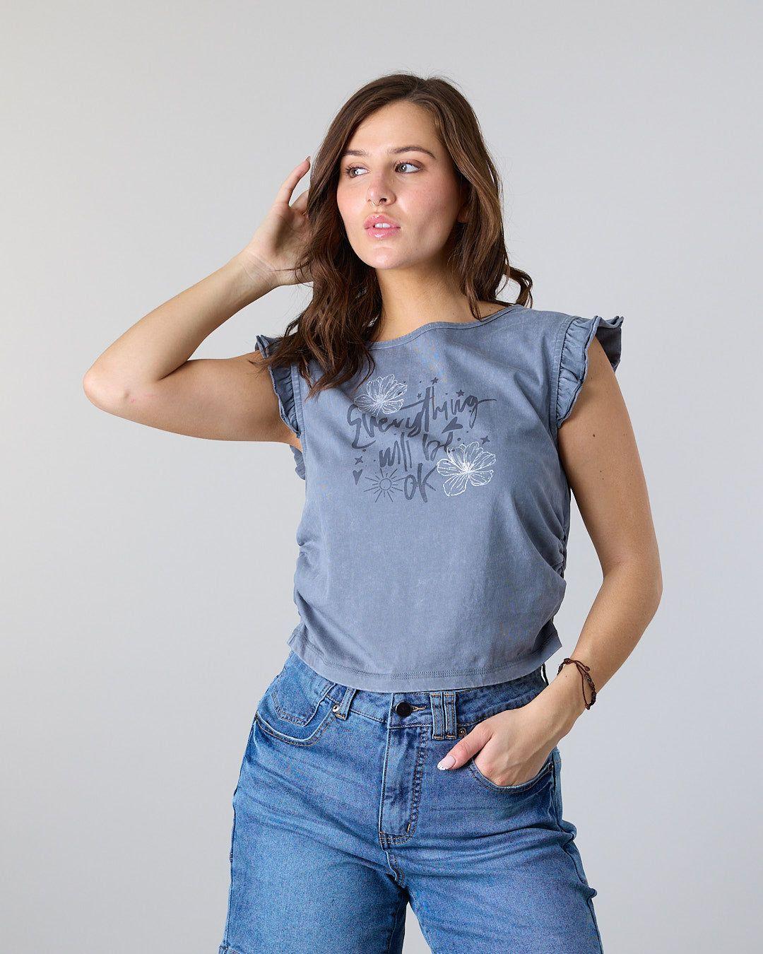 Polera Mujer manga con vuelos Print Glitter Polemic-4