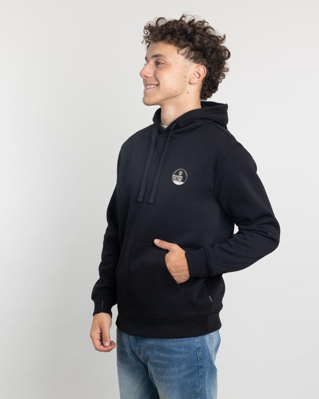 Poleron tipo canguro sin cierre Invierno Negro niño POLEMIC-2