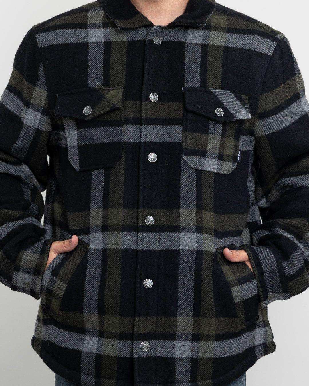 Chaqueta Campera hombre forrada en Sherpa Leñadora sin gorro Polemic-2