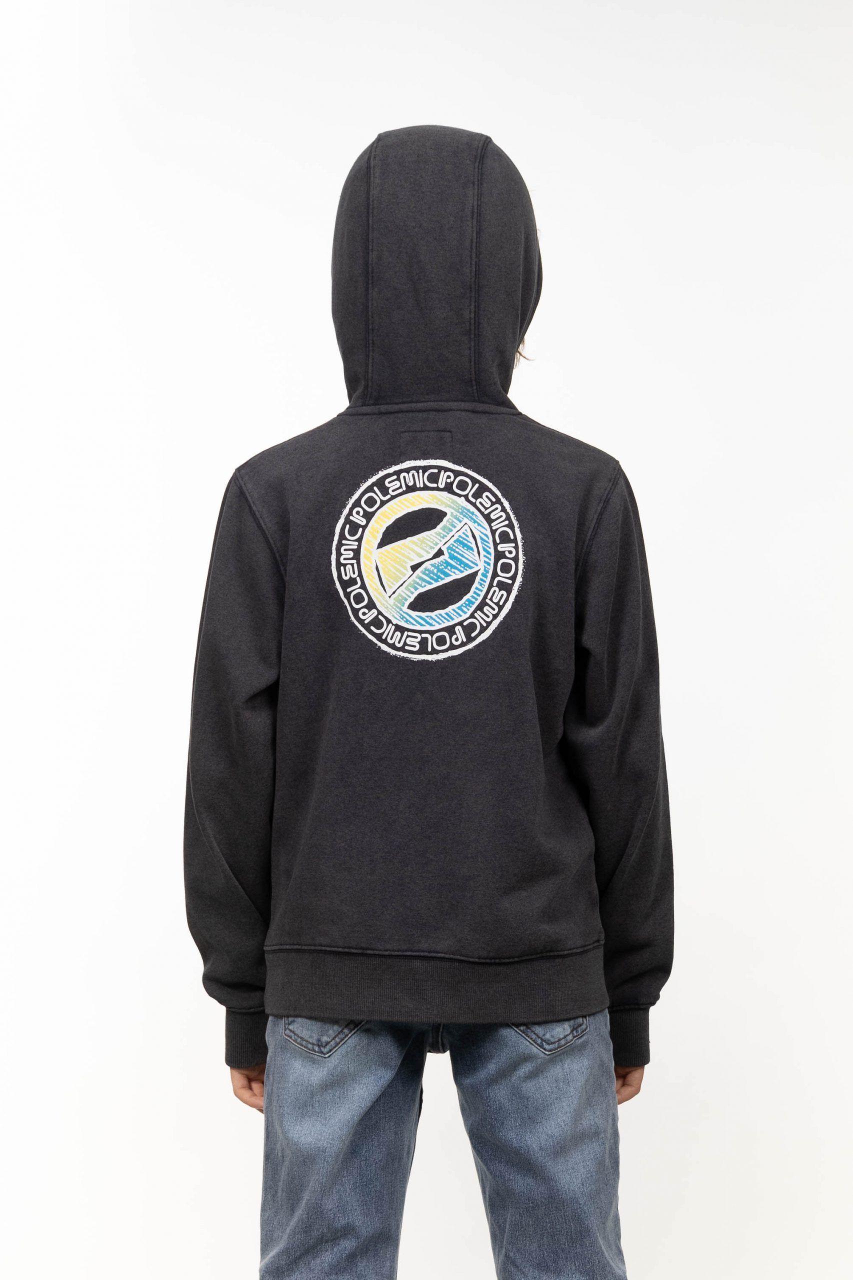 Poleron Regular Fit Snow Washed Negro Polemic-1