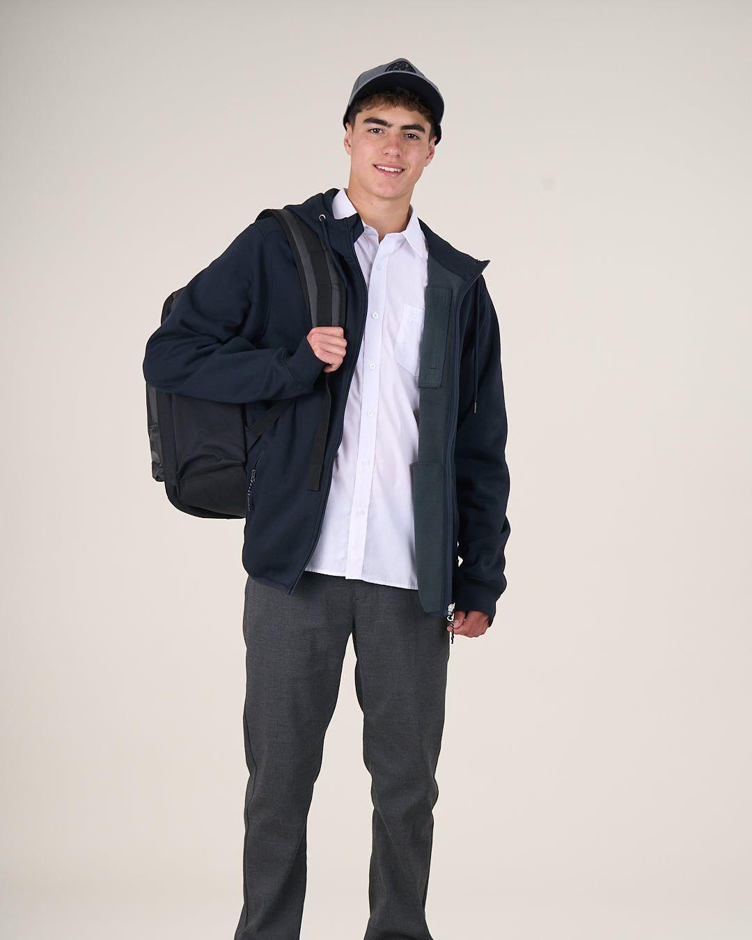 Poleron Escolar Bonded cierre y gorro CP30 (T.12-T.18) POLEMIC-3