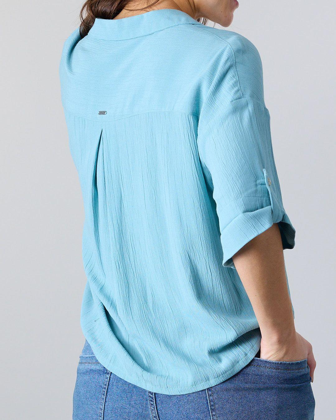 Blusa Mujer Crep cuello camisero Verde Polemic-3