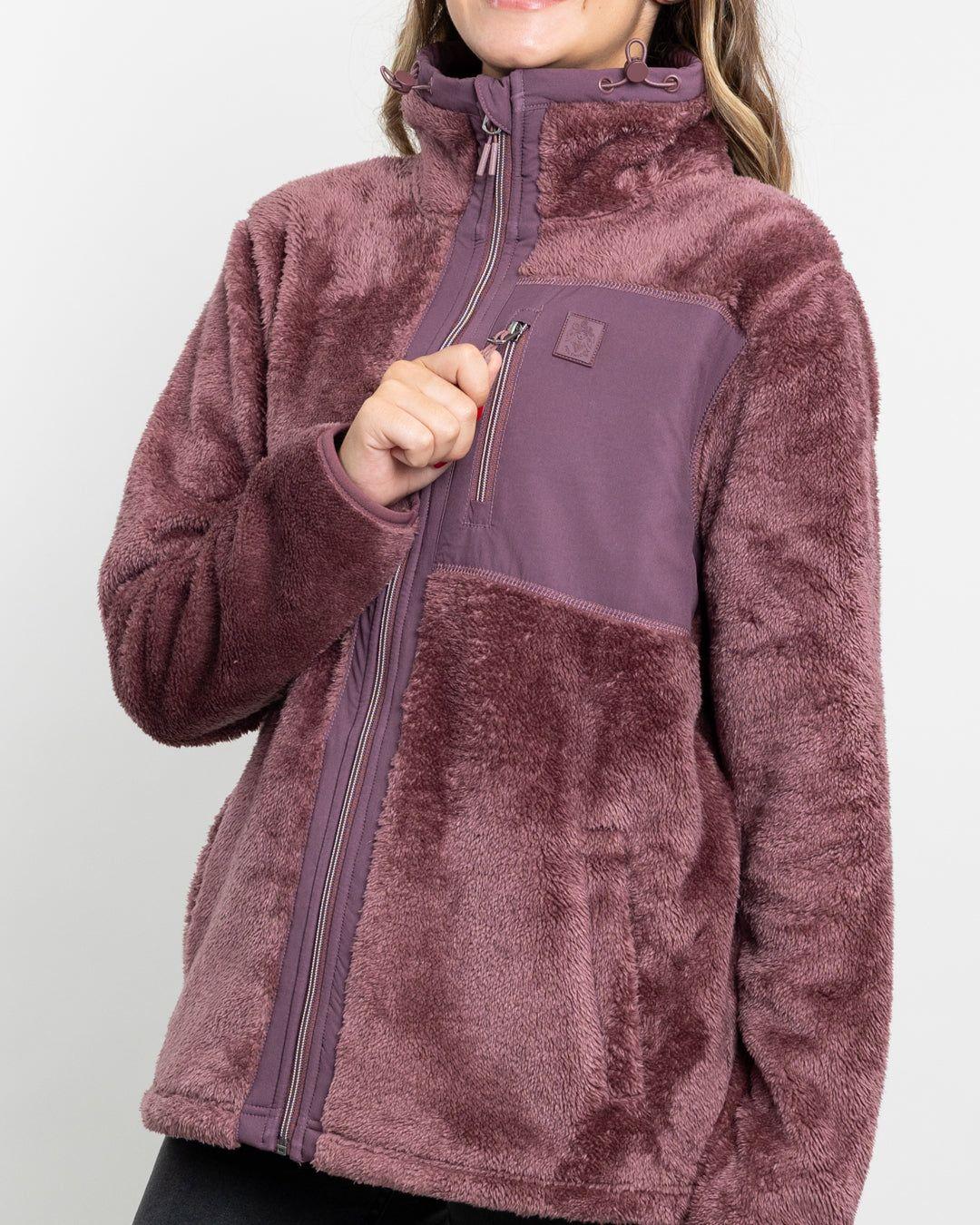 Poleron mujer Polar shaggy bonded Ciruela Burdeo Polemic-3