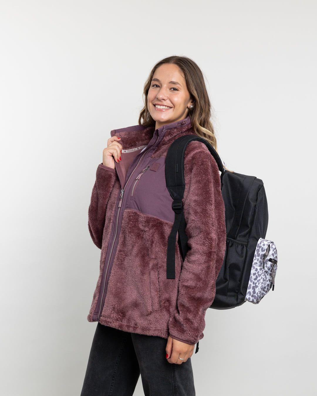 Poleron mujer Polar shaggy bonded Ciruela Burdeo Polemic-4