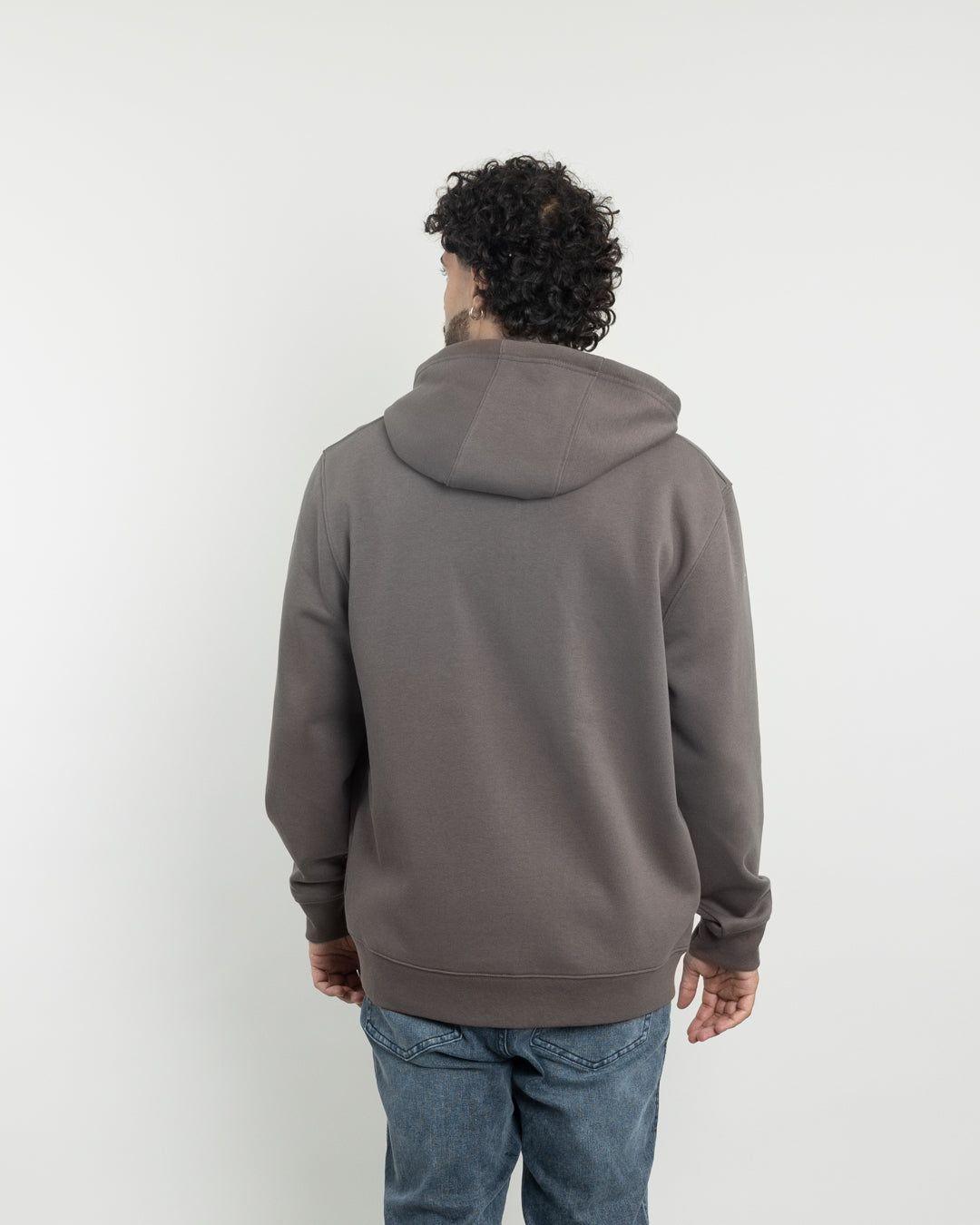 Poleron con cierre y gorro Invierno Café POLEMIC-3