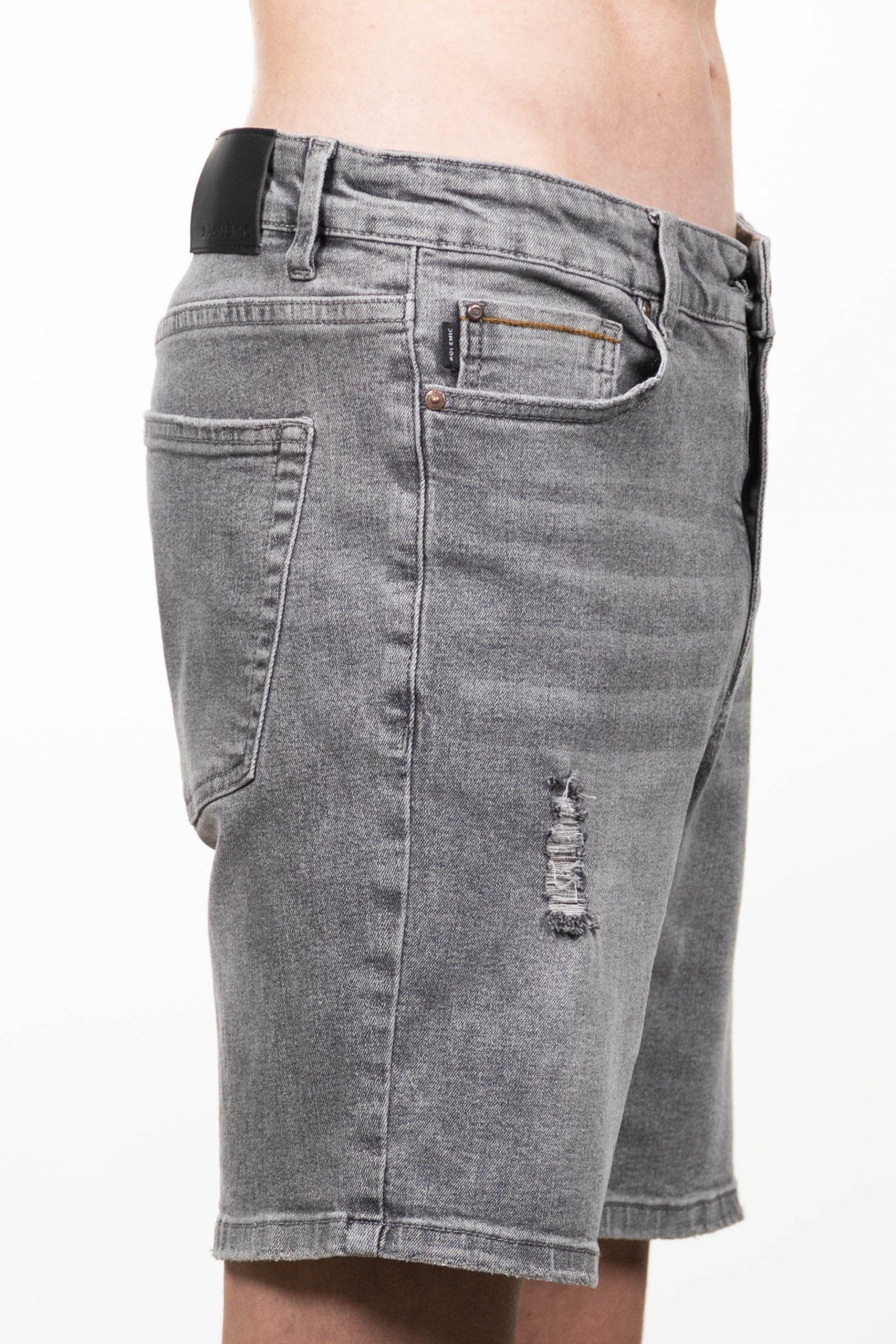 Bermuda jeans destroyed gris Polemic-2