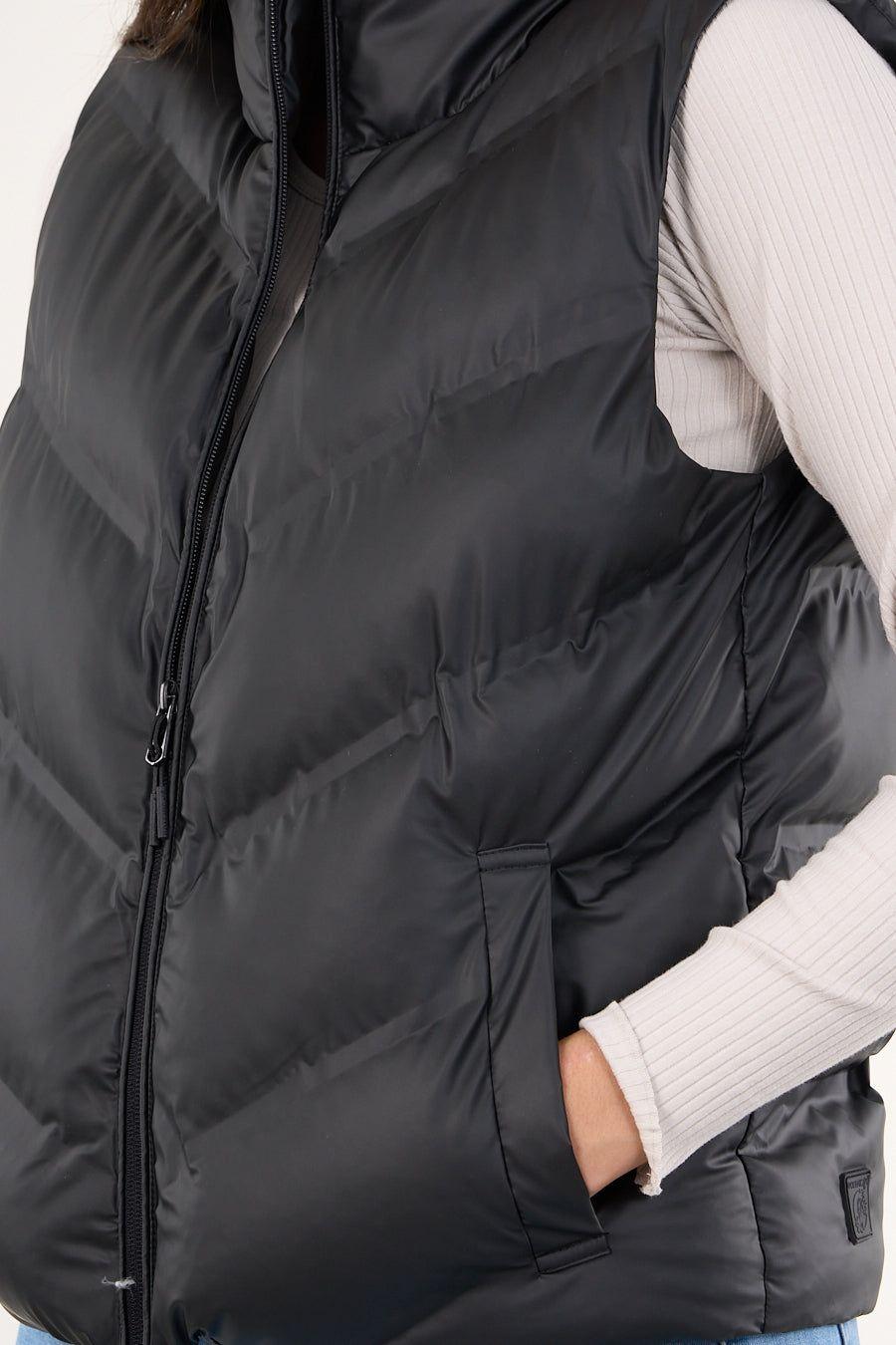 Parka sin mangas engomada con polar interior Negro VW9747 Polemic-3