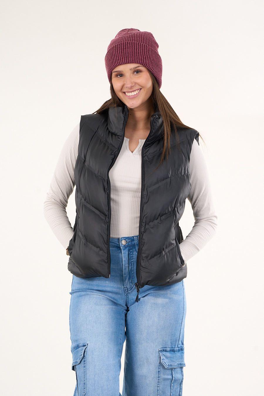 Parka sin mangas engomada con polar interior Negro VW9747 Polemic-4