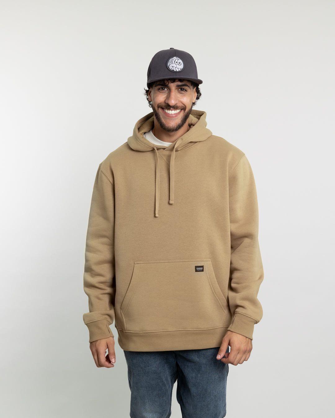 Poleron tipo canguro sin cierre Invierno Ocre POLEMIC-3