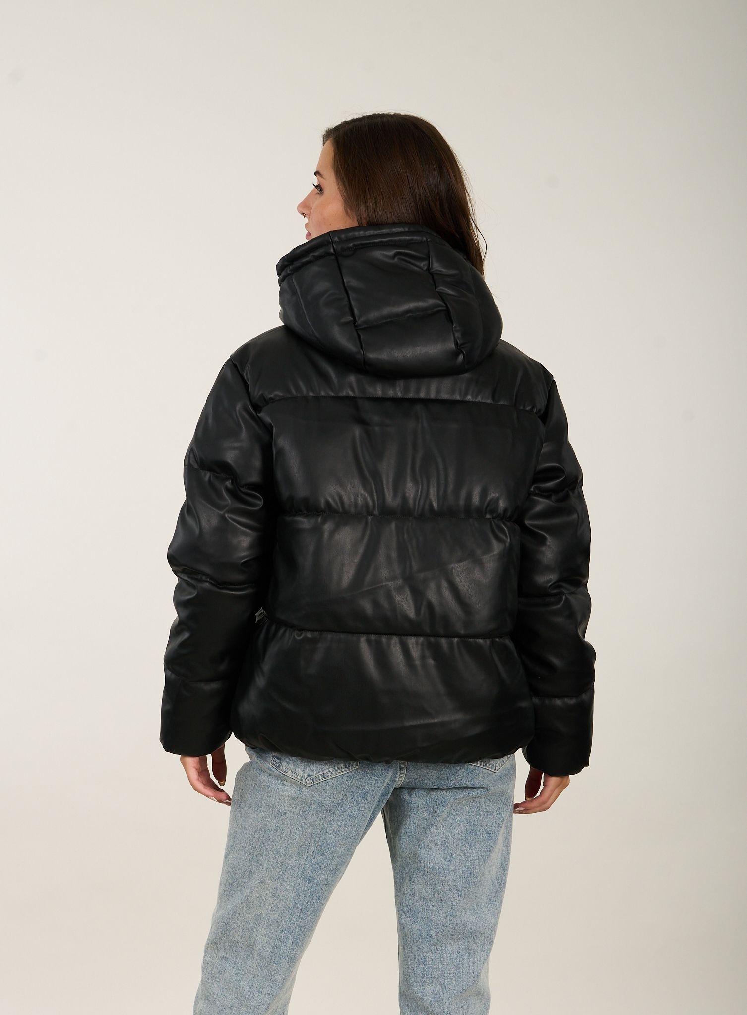 Parka Puffa P.U Cuello Alto Y Capucha Negro Polemic-3