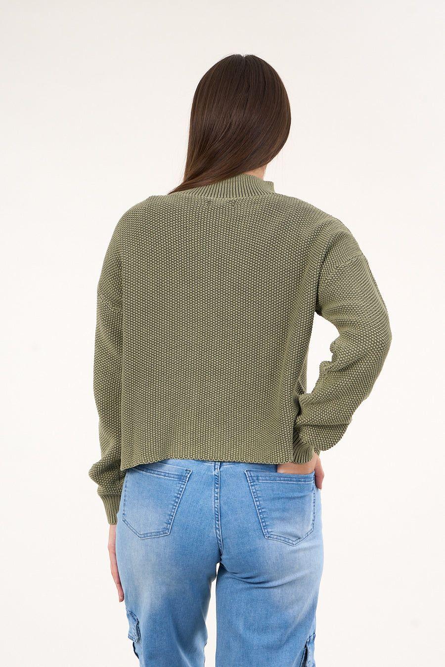 Sweater mujer algodon con proceso Verde Polemic-2