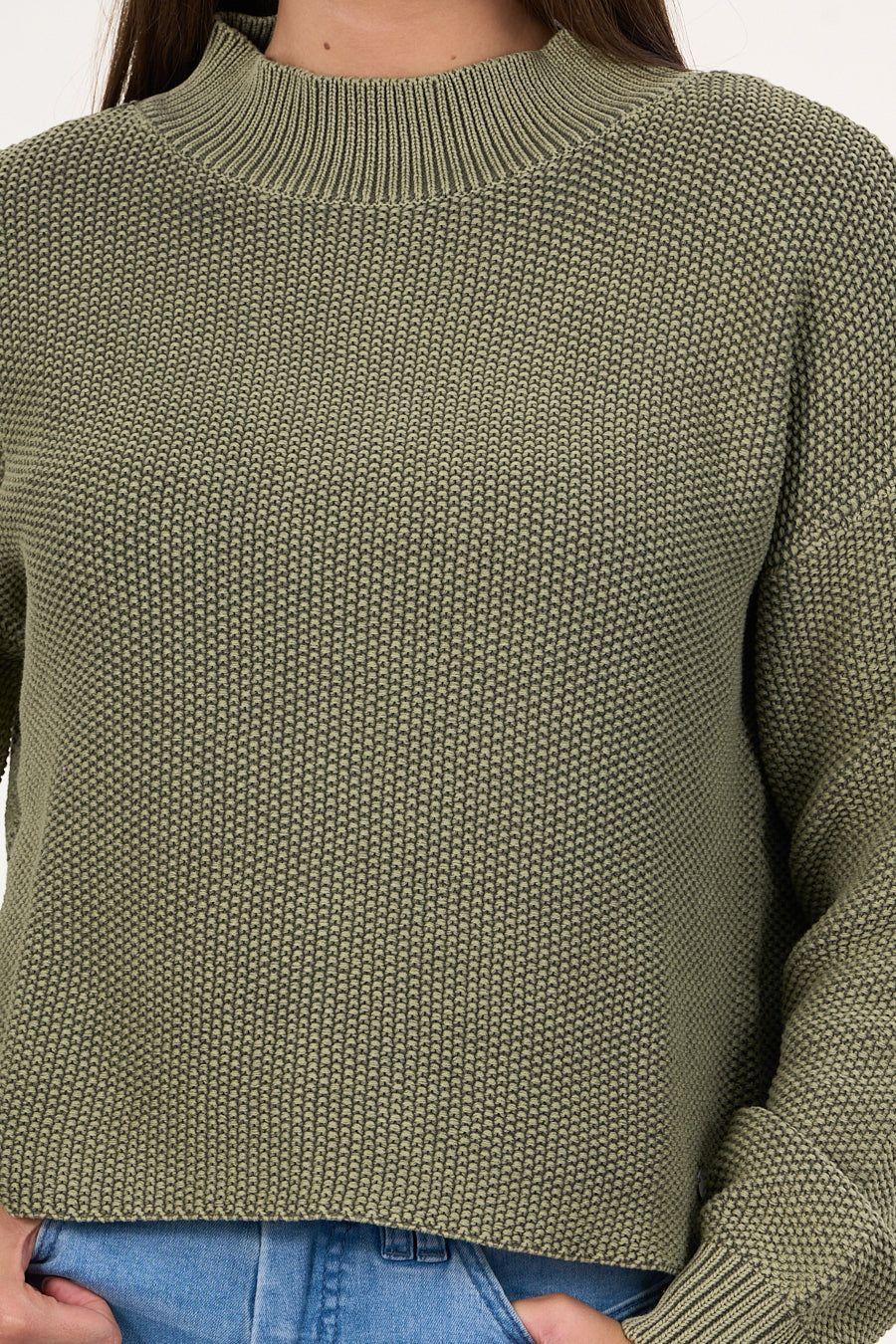 Sweater mujer algodon con proceso Verde Polemic-3