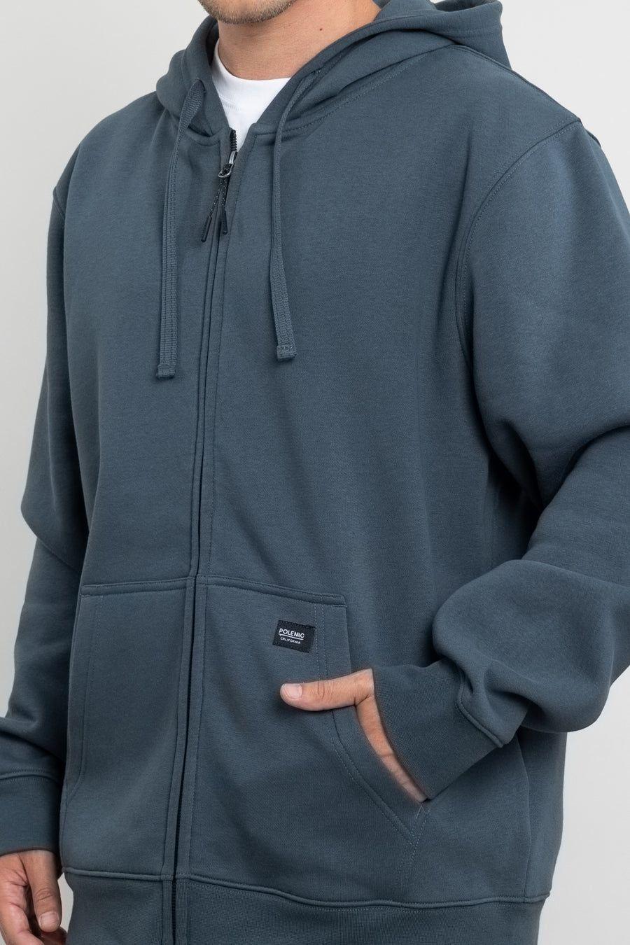 Poleron con cierre y gorro Invierno Azul POLEMIC-3