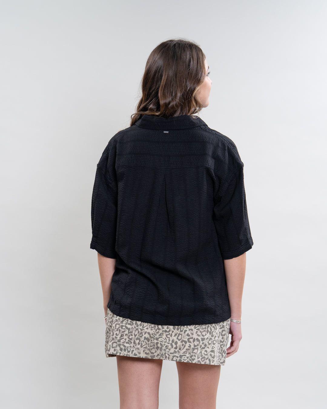 Blusa Mujer cuello camisero Negro Polemic-3