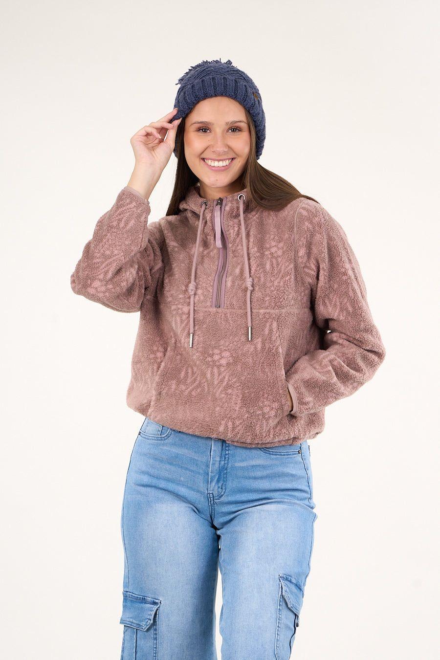 Poleron polar full print medio cierre Malva mujer Polemic-4