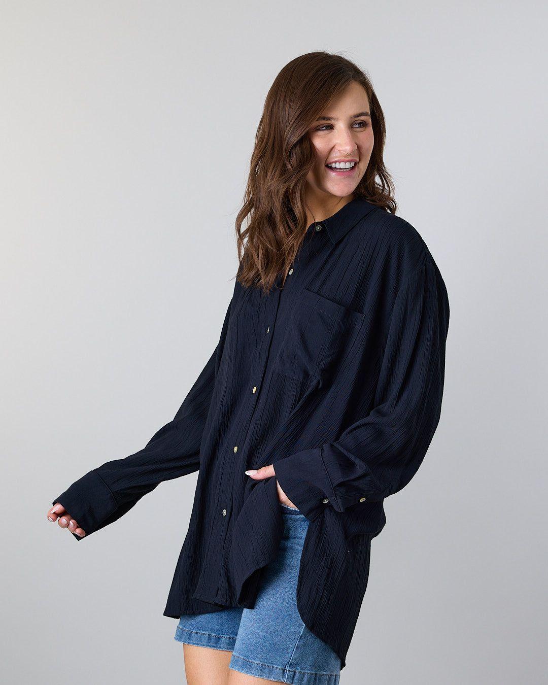 Blusa Mujer manga larga Relaxed Fit Negro Polemic-3