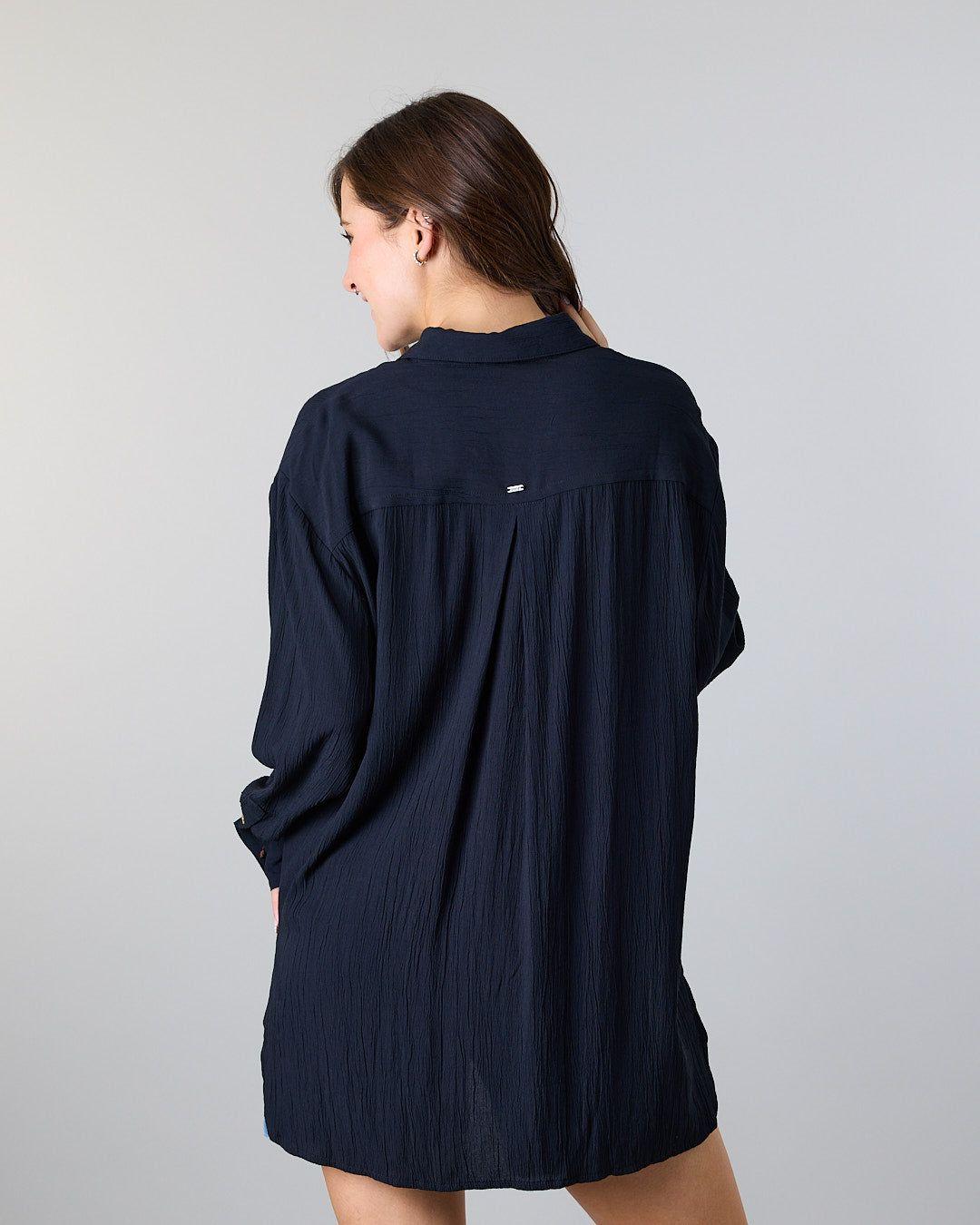 Blusa Mujer manga larga Relaxed Fit Negro Polemic-4