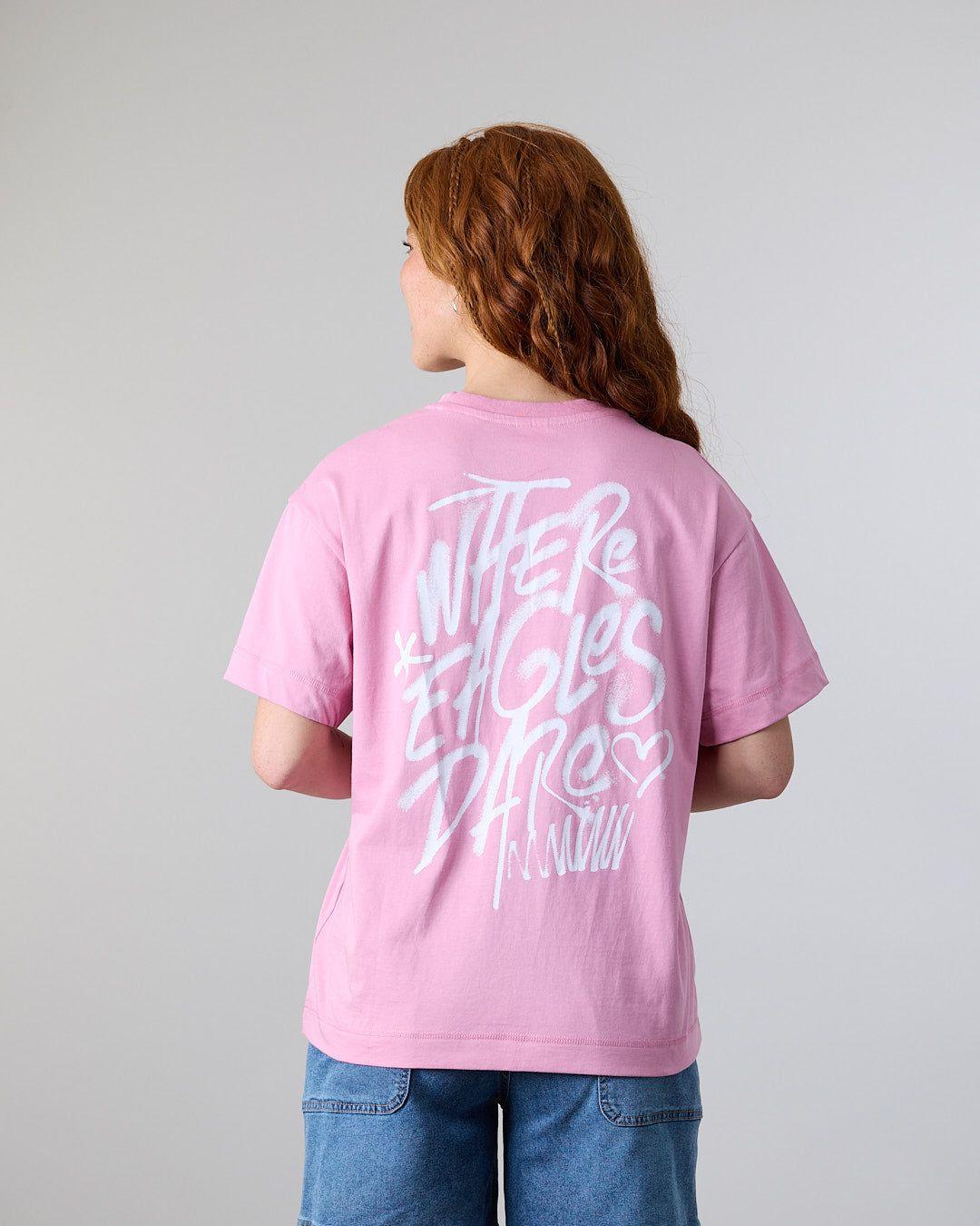 Polera Mujer Algodón Grafitti Rosa Relaxed Polemic-2
