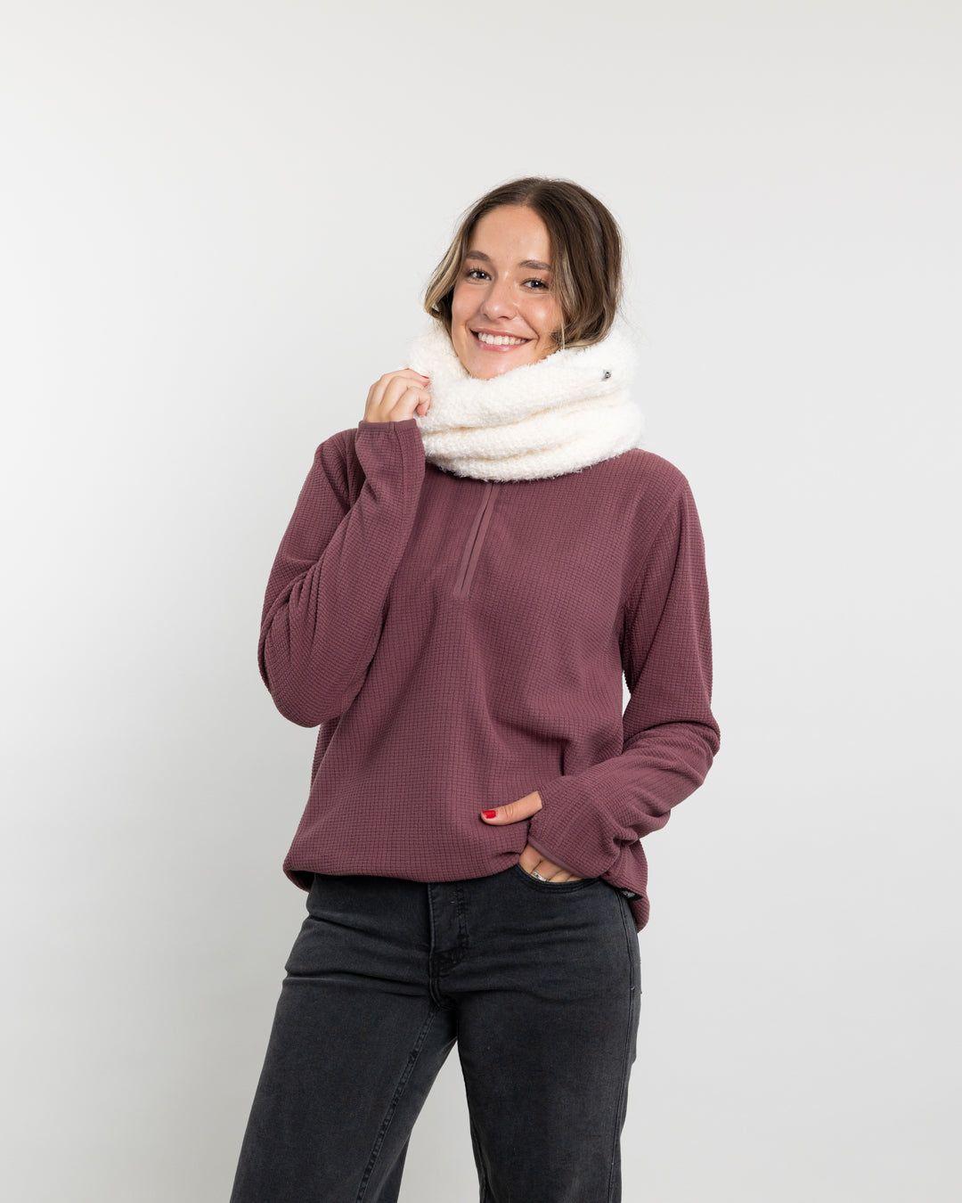 Poleron mujer polar Fantasia medio cierre  Burdeo Polemic-0