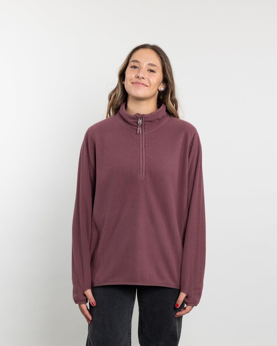 Poleron mujer polar Fantasia medio cierre  Burdeo Polemic-2