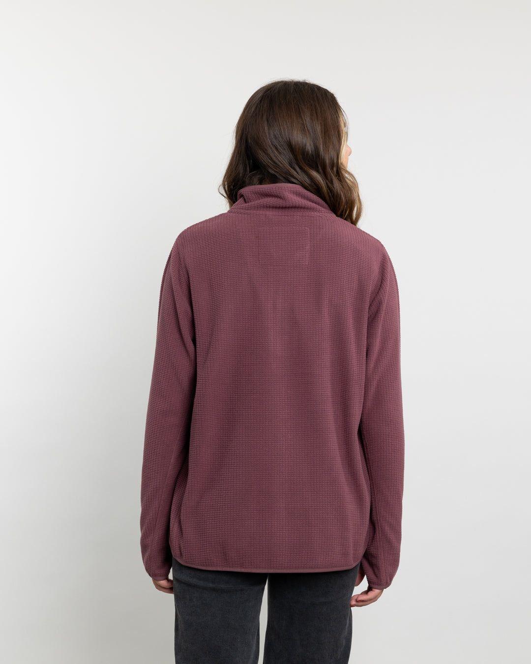 Poleron mujer polar Fantasia medio cierre  Burdeo Polemic-4