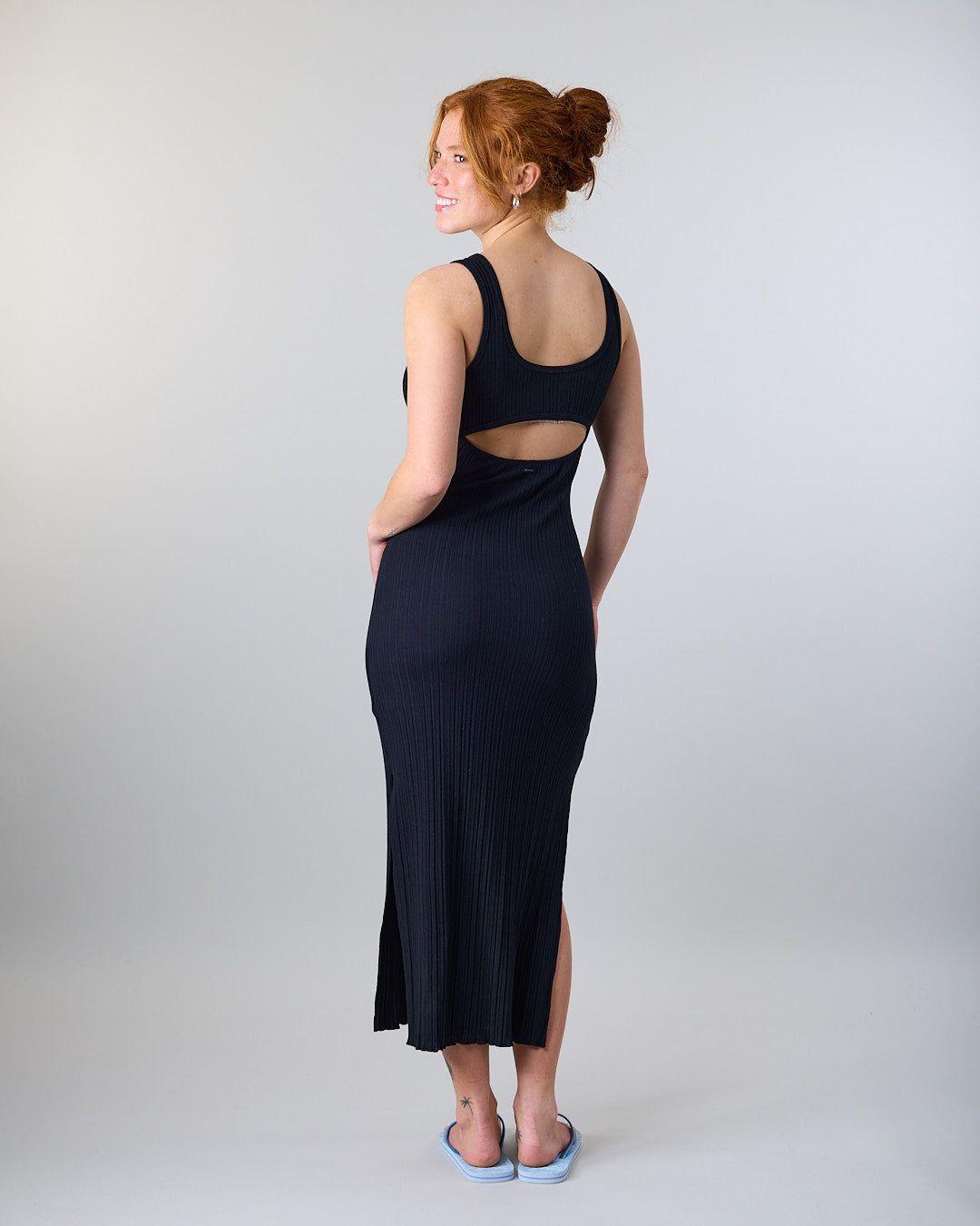 Vestido largo Negro Halter Rib Fantasy Negro Polemic-1