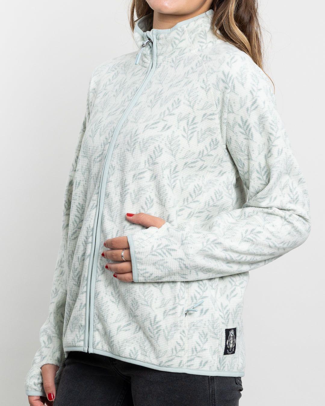 Poleron mujer polar Fantasia medio cierre Leaf Verde Polemic-2