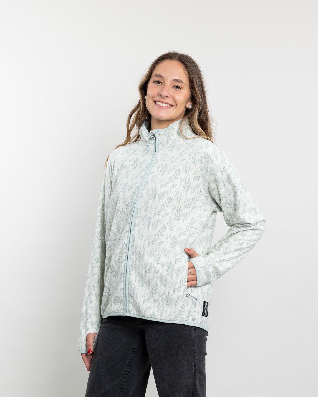 Poleron mujer polar Fantasia medio cierre Leaf Verde Polemic-3