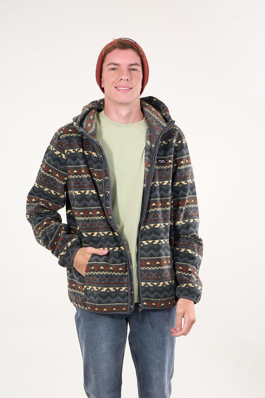 Poleron Micropolar cierre y gorro Gris wi8309 Polemic-2