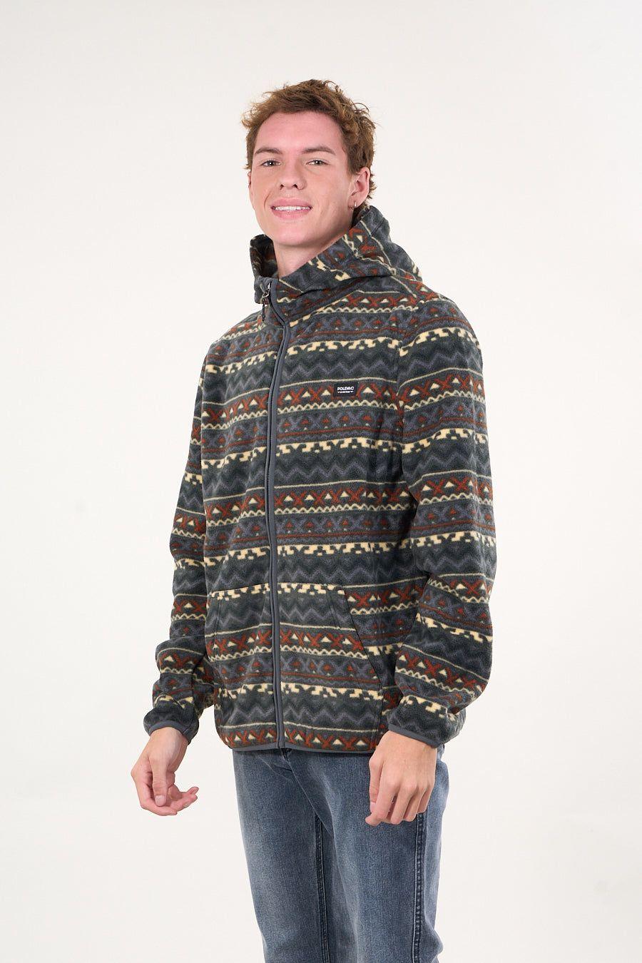 Poleron Micropolar cierre y gorro Gris wi8309 Polemic-3