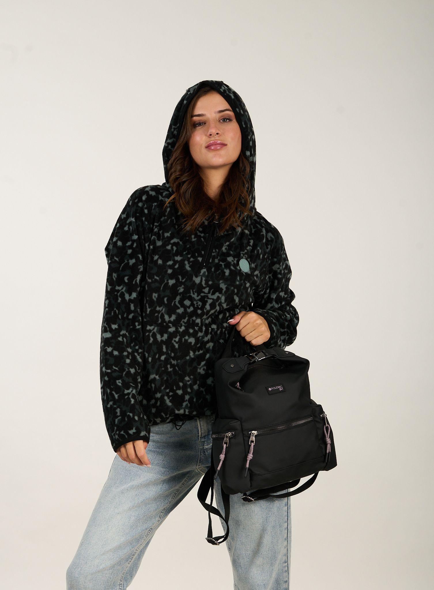 Polar Mujer Sherpa Micropolar Print Negro Polemic-2