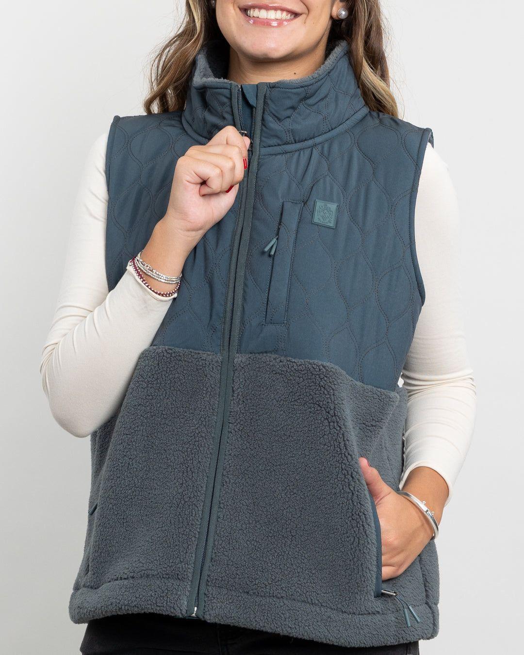 Poleron mujer Polar sin mangas Vest Sherpa acolchado Verde Polemic-4