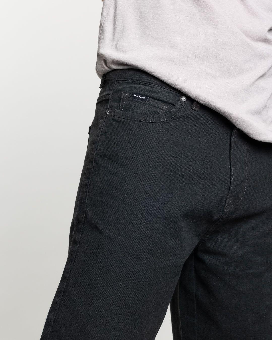 Pantalon hombre Canvas procesado Negro Polemic-4