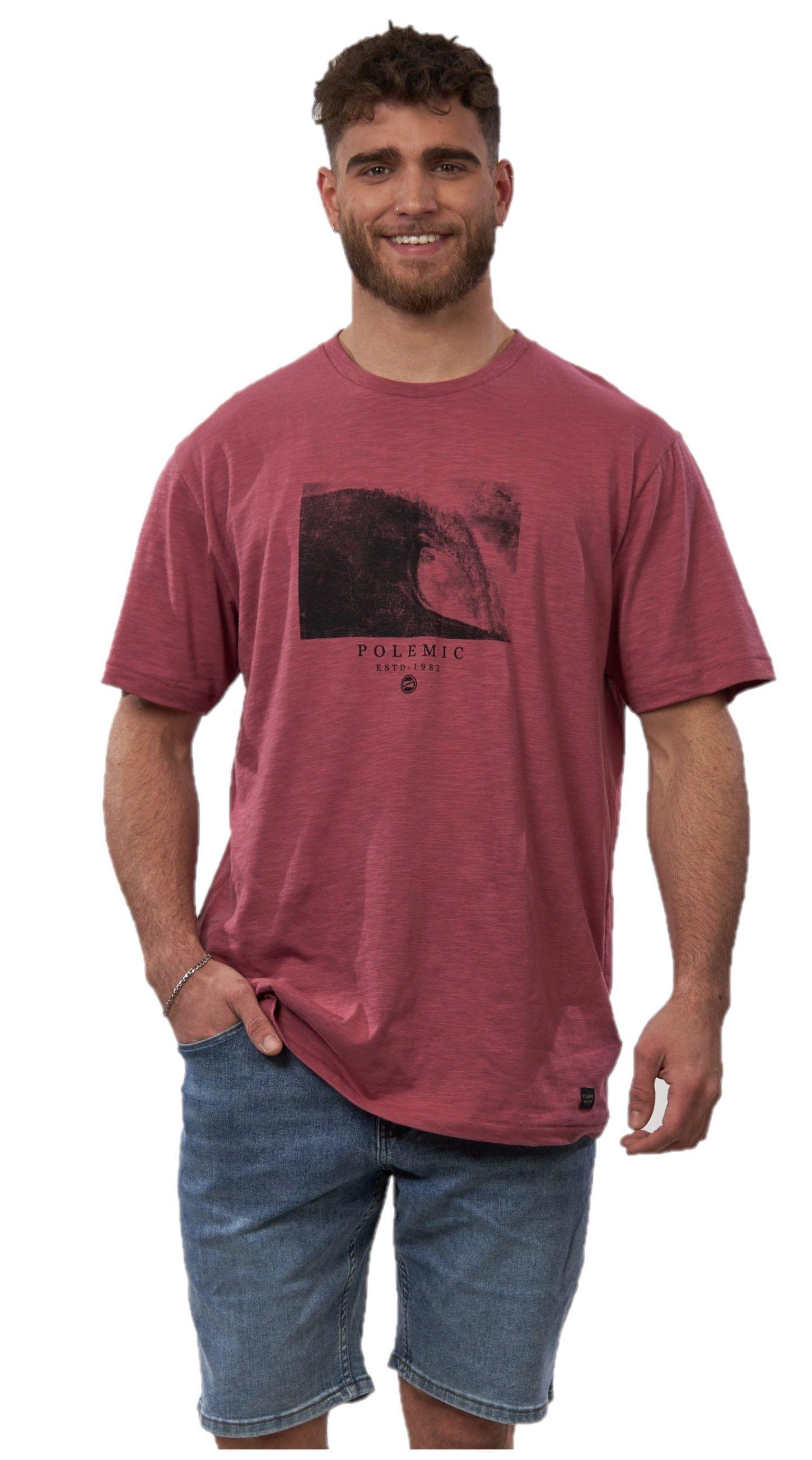 Polera Hombre Suave Tipo Bambu Burdeo Palido - Polemic-0
