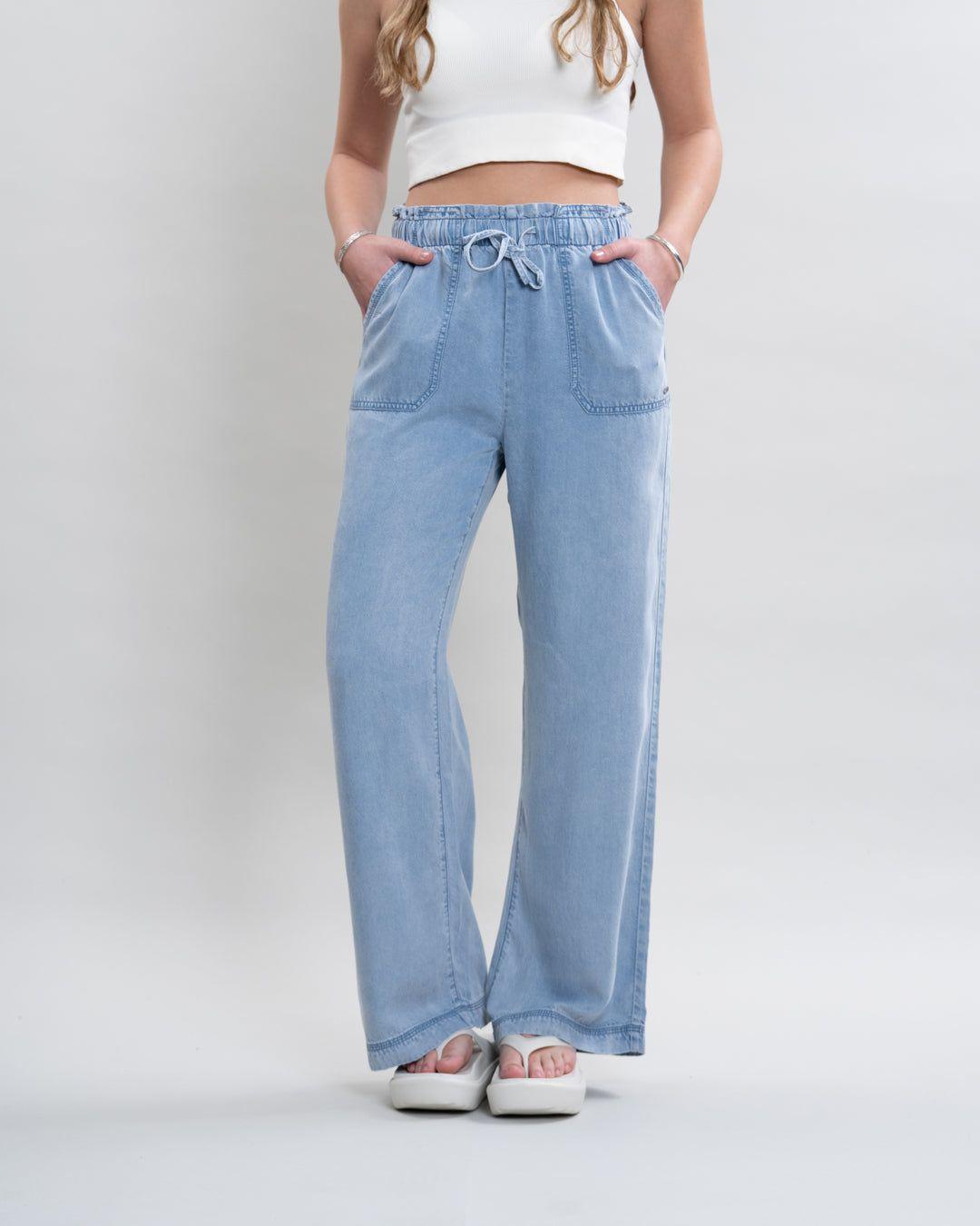 Pantalon Tencel cintura elasticada Celeste Polemic-0