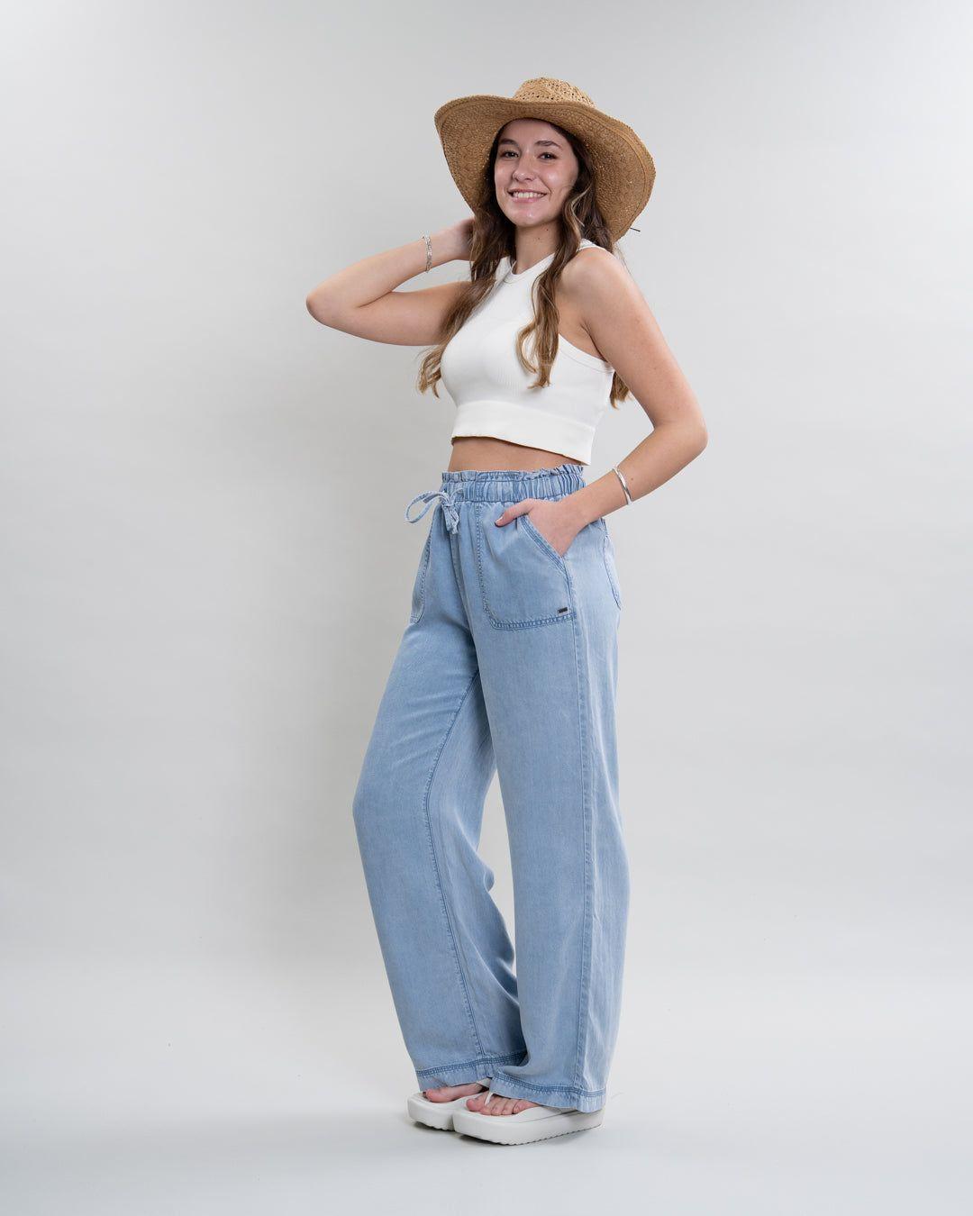 Pantalon Tencel cintura elasticada Celeste Polemic-1