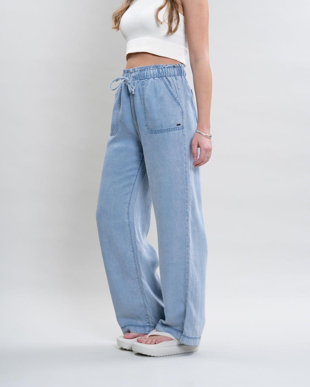 Pantalon Tencel cintura elasticada Celeste Polemic-2